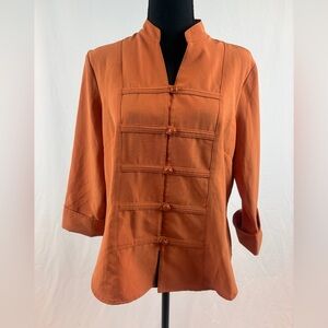Women's Mandarin Collar Blazer‎ in Warm Orange